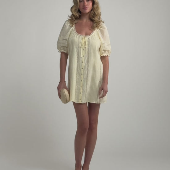 Prairie Mini Dress in Custard