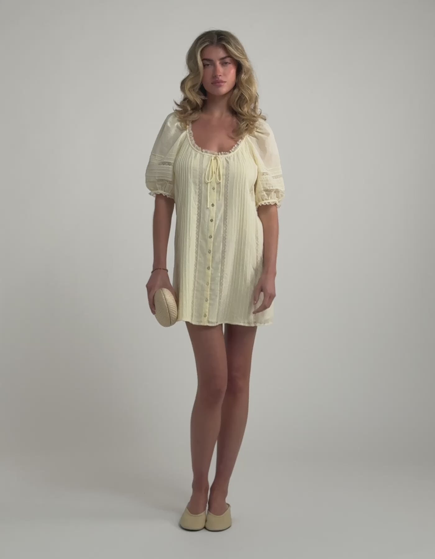 Prairie Mini Dress in Custard