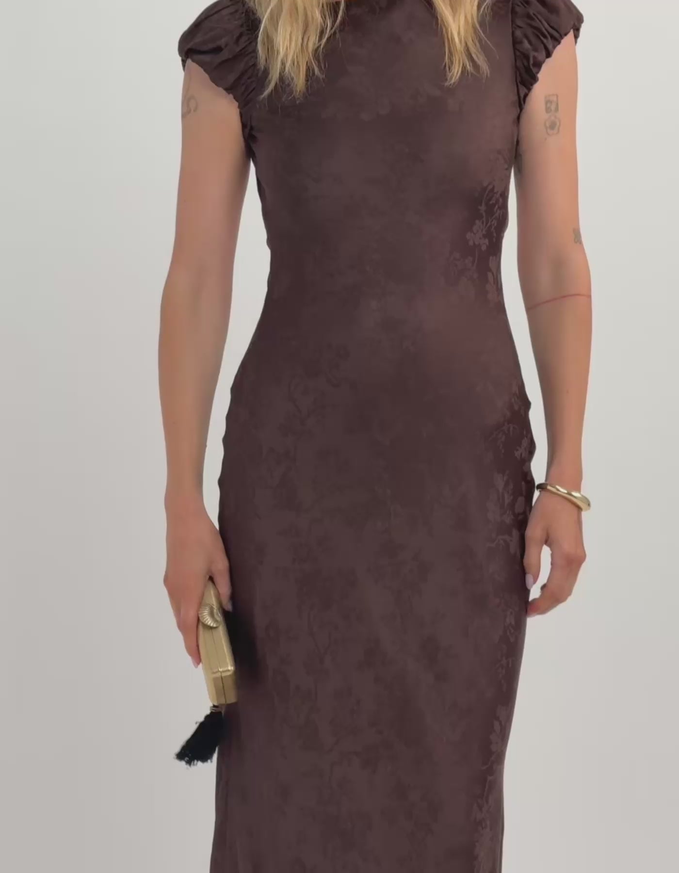 Moonlit Maxi Dress Espresso Jacquard | Shop Women's Occassion