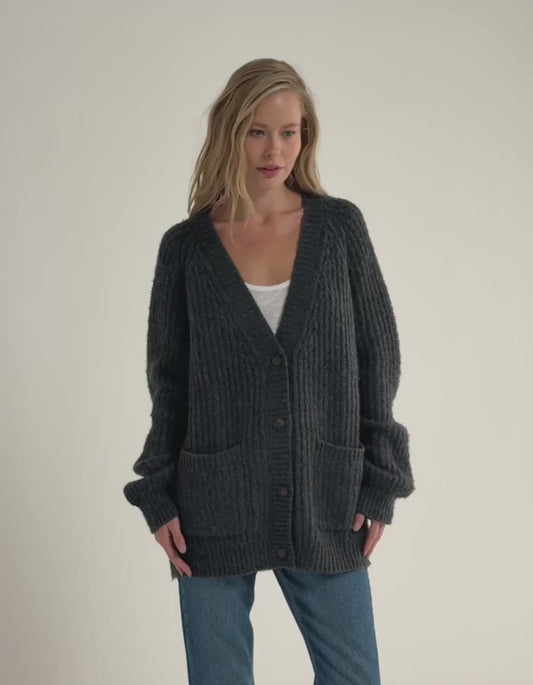 Fisherman Cardigan | Charcoal Heather Gray