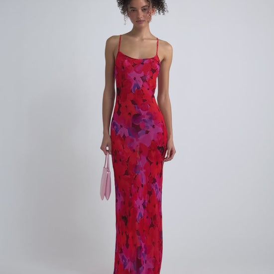 Vintage Slip Maxi Dress | Watercolor Pansy
