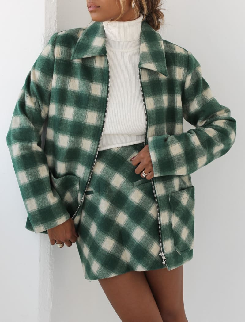 Ranch Mini Skirt | Green Plaid - Mini Skirt