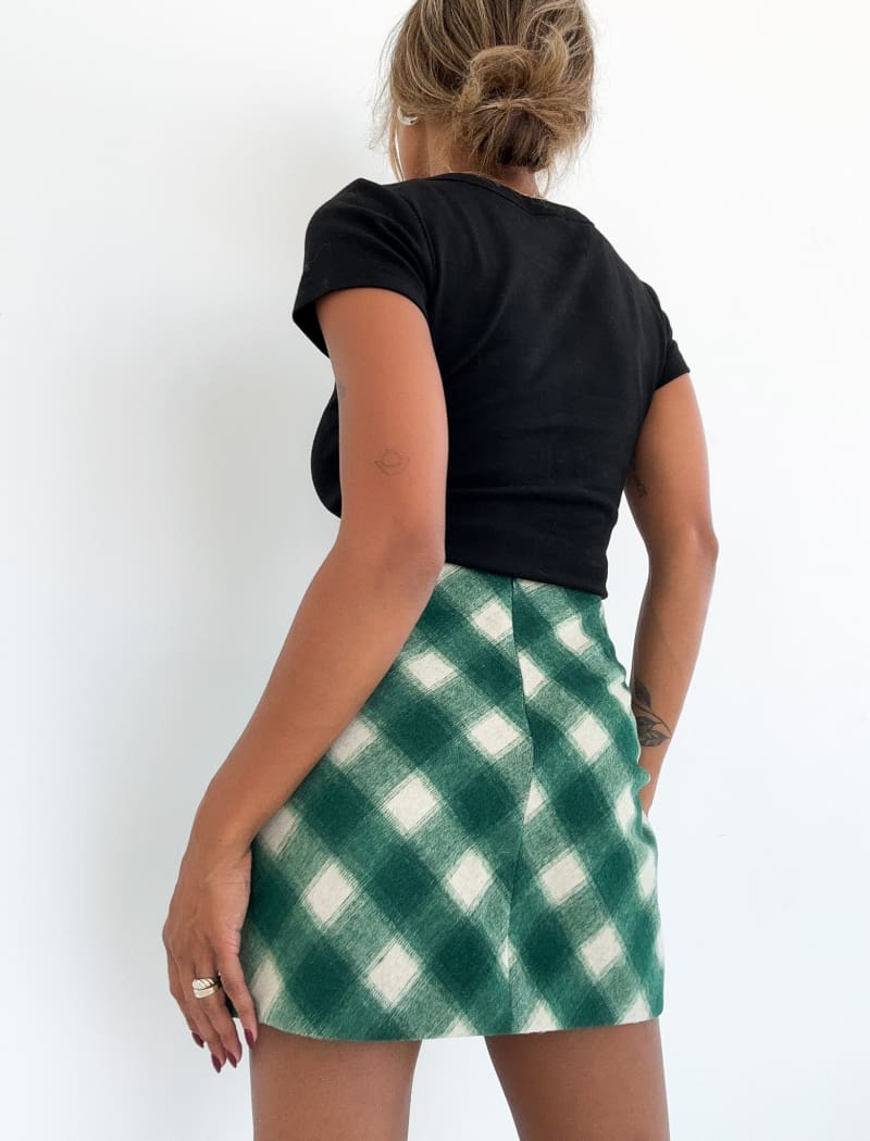 Ranch Mini Skirt | Green Plaid - Mini Skirt