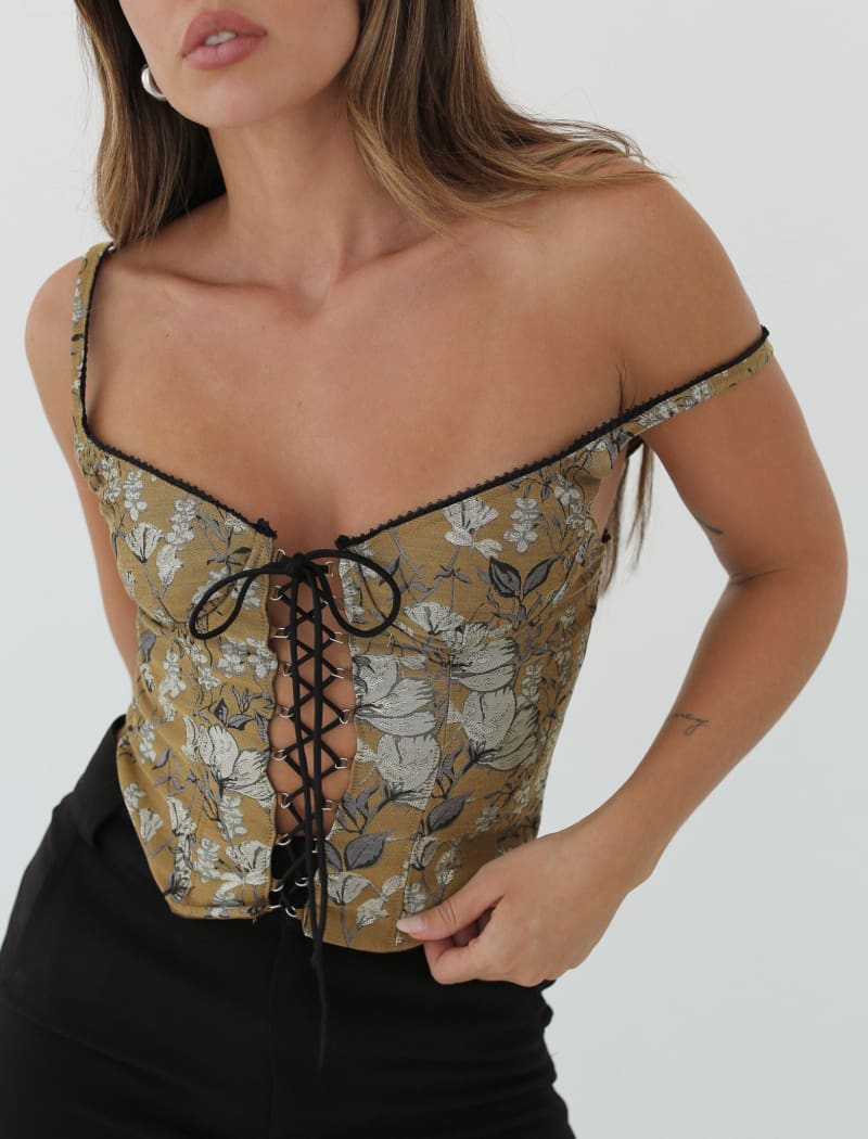 Renaissance Corset | Metallic Garden Jacquard - Bustiers and Corsets