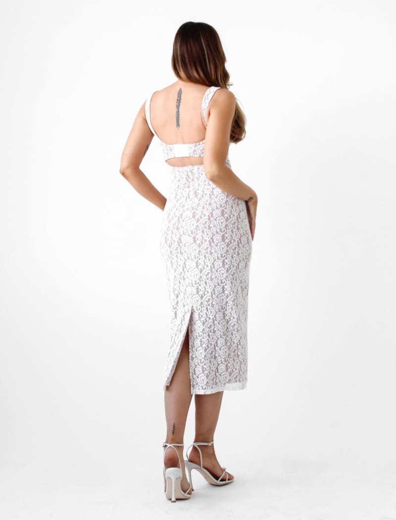 Runway Midi Dress | White Lace