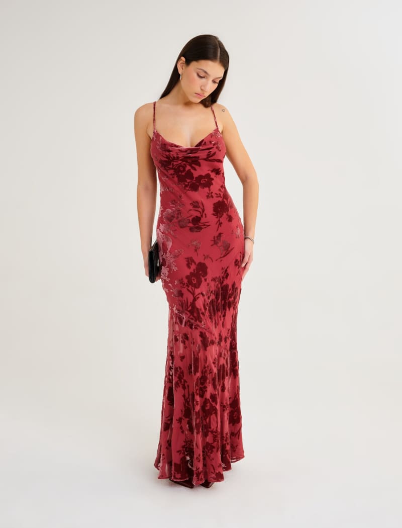 Santeria Maxi Dress | Crimson Devore | Size S