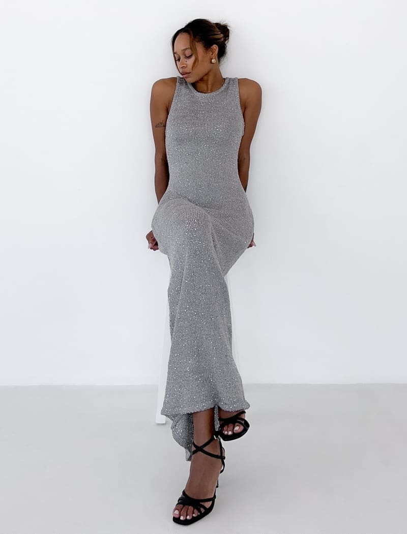 Stella Maxi Dress | Silver Sequin - Maxi Dress
