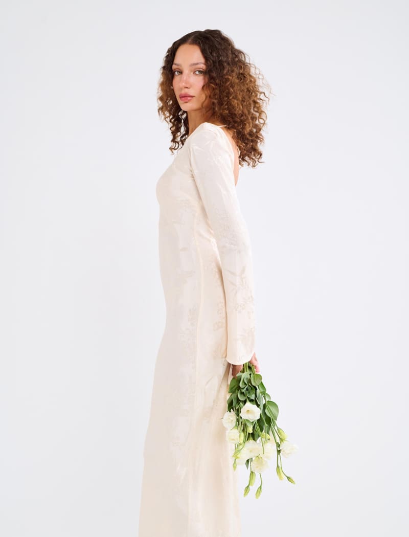 Sweet Talker Maxi Dress | Ivory Jacquard | Size L | Rumored Clothing Sweet Talker Maxi Dress | Ivory Jacquard | Size L | Rumored Clothing