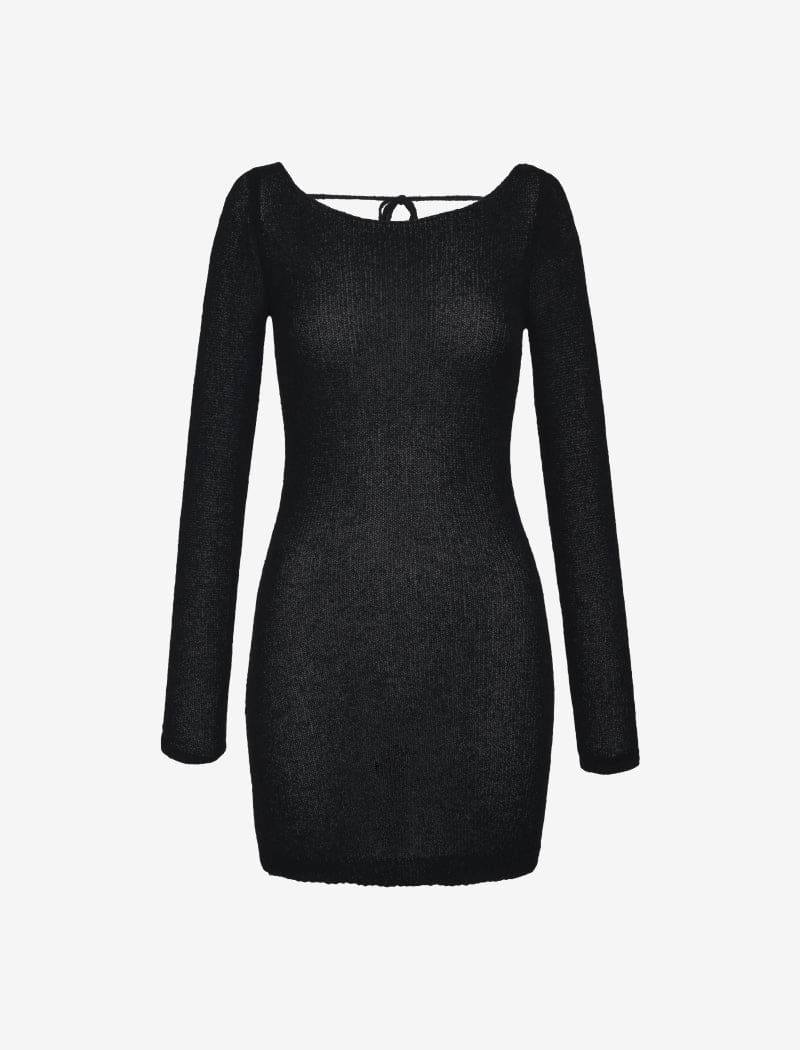Sweet Talker Mini Dress | Slub Black - Mini Dress