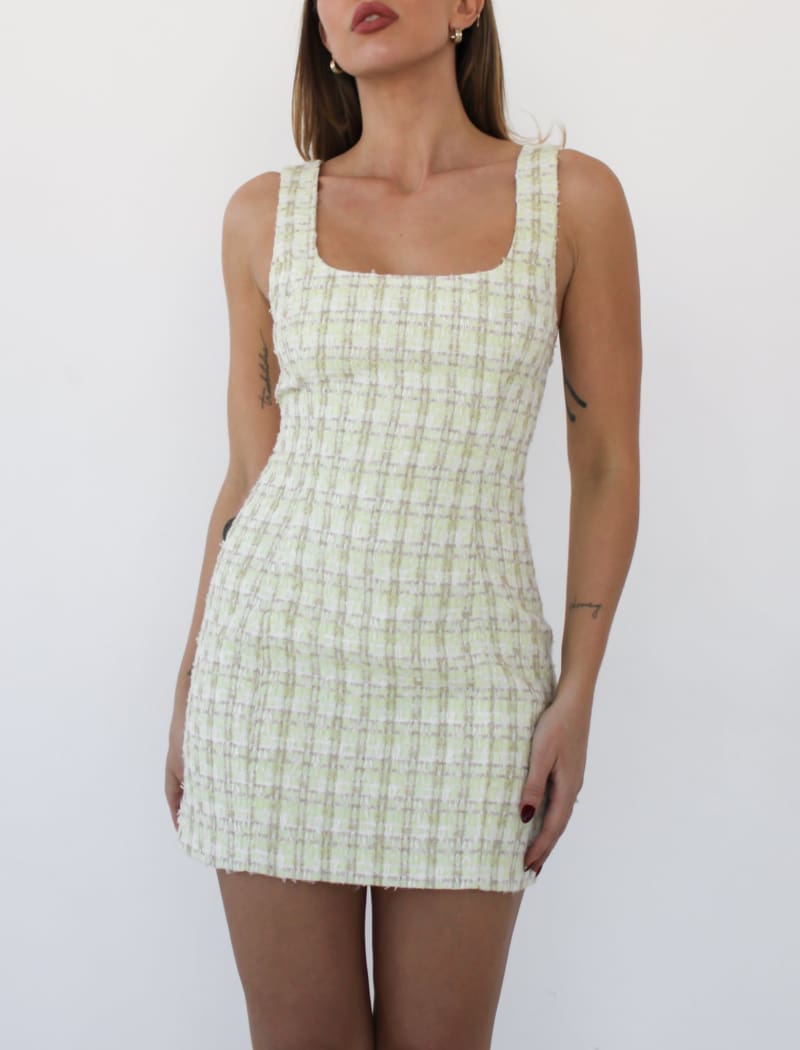 Twiggy Mini Dress | Limon Shimmer Tweed - Mini Dress
