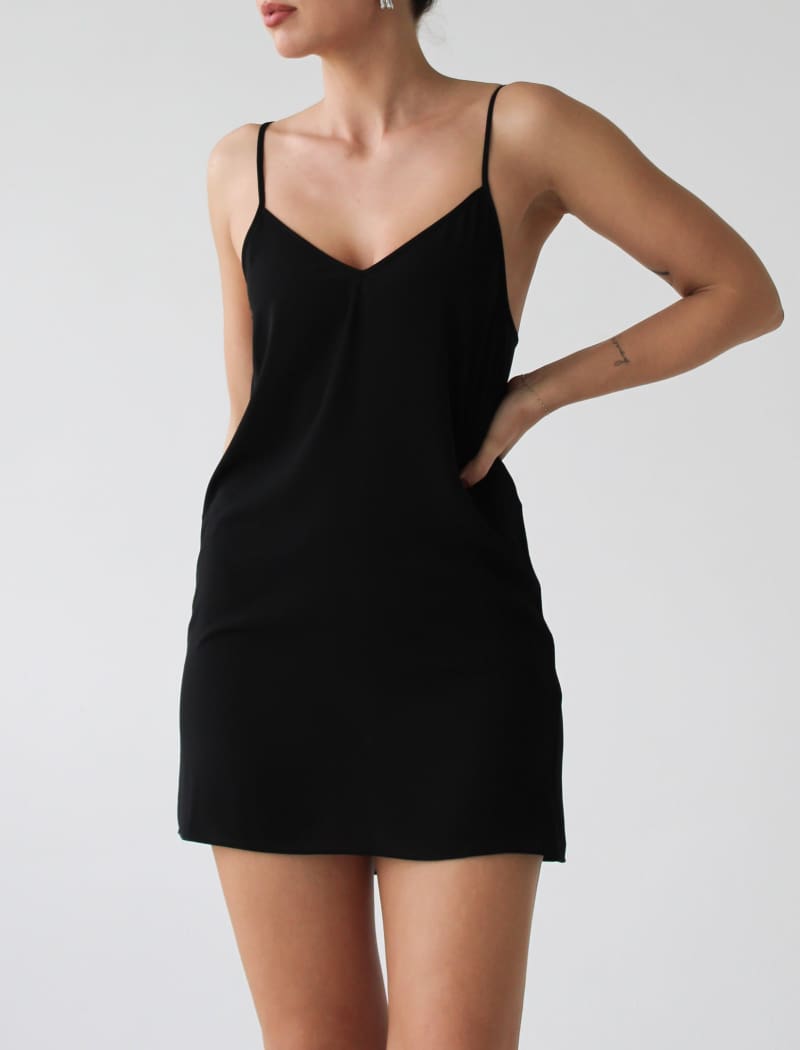 Under Slip Mini Dress | Black