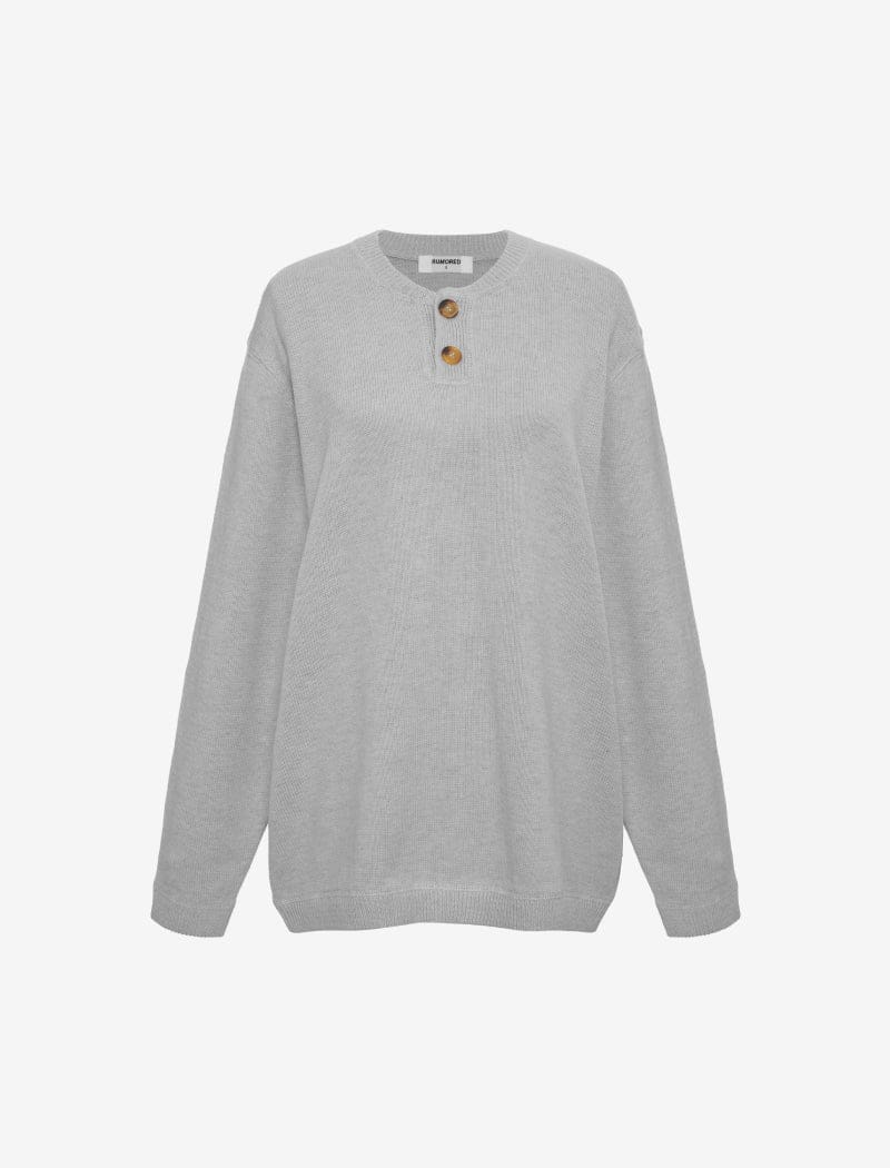 Varsity Henley | Light Heather Gray - Knitwear