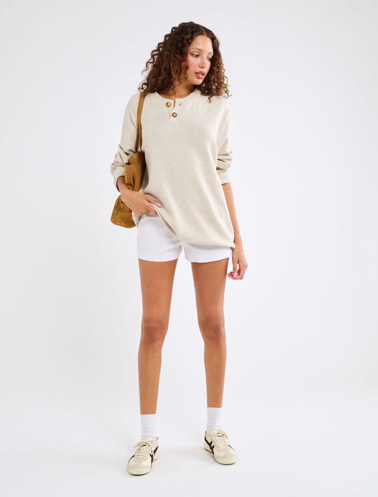 Varsity Henley | Oat - Knitwear