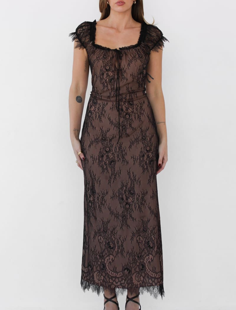 Victorian Midi Dress | Black Chantilly - Midi Dress