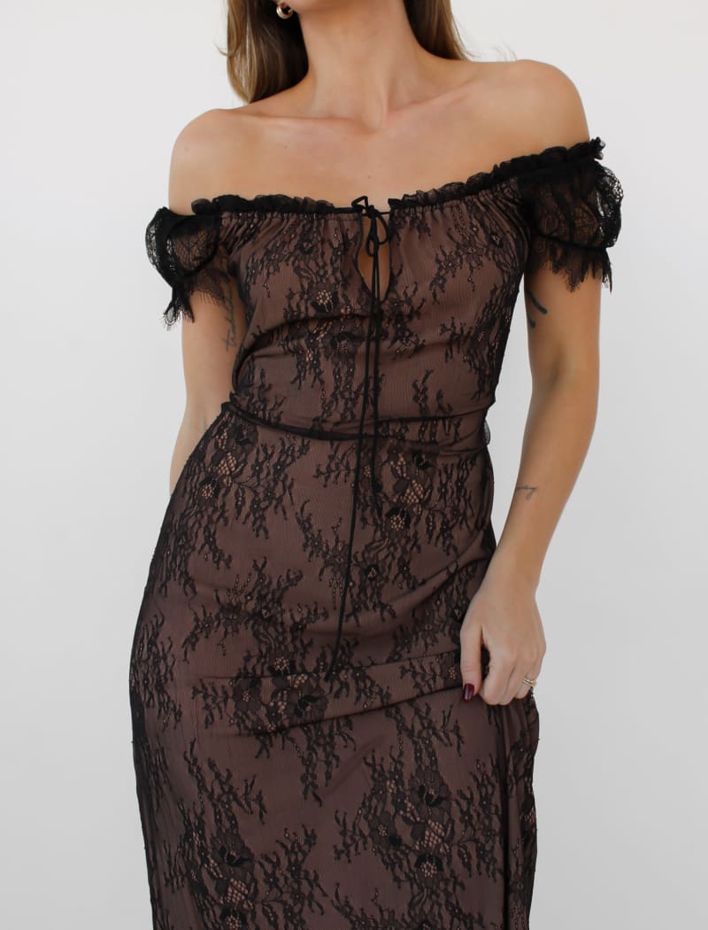 Victorian Midi Dress | Black Chantilly - Midi Dress