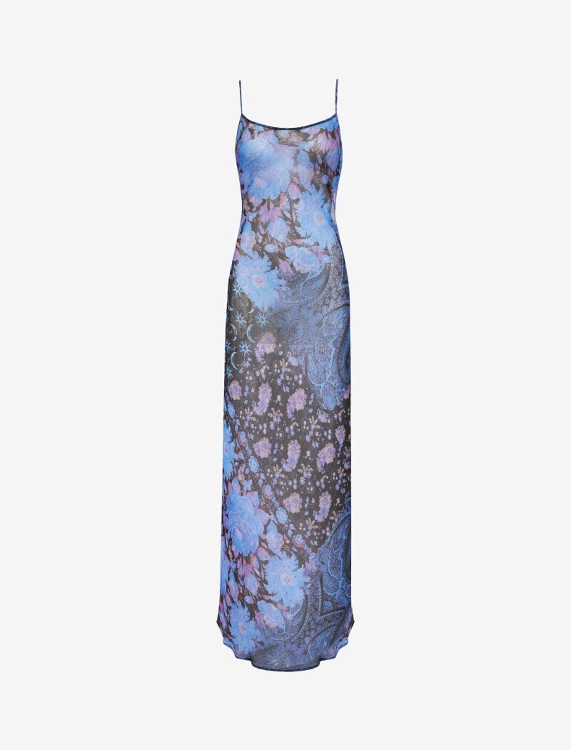 Vintage Slip Dress | Peacock Lurex - Maxi Dress