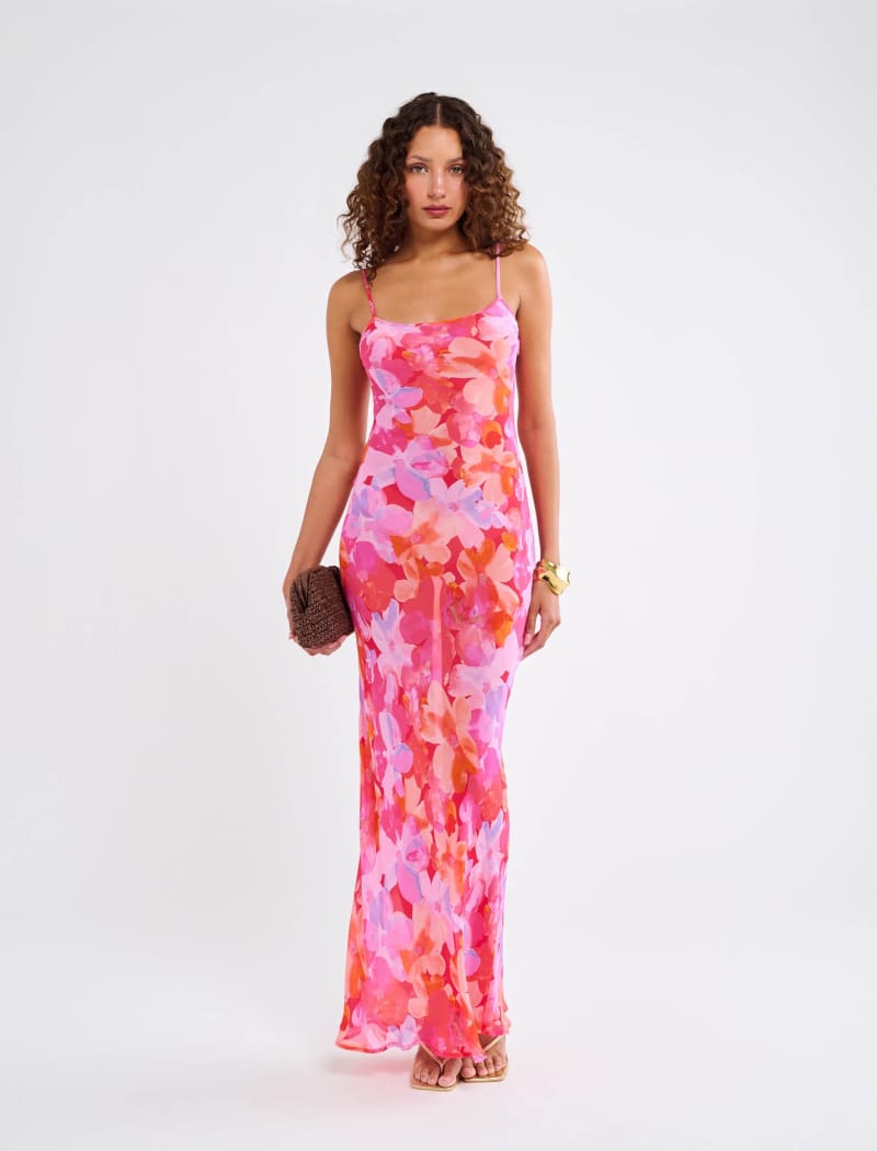 Vintage Slip Maxi Dress | Watercolor Pansy - Maxi Dress