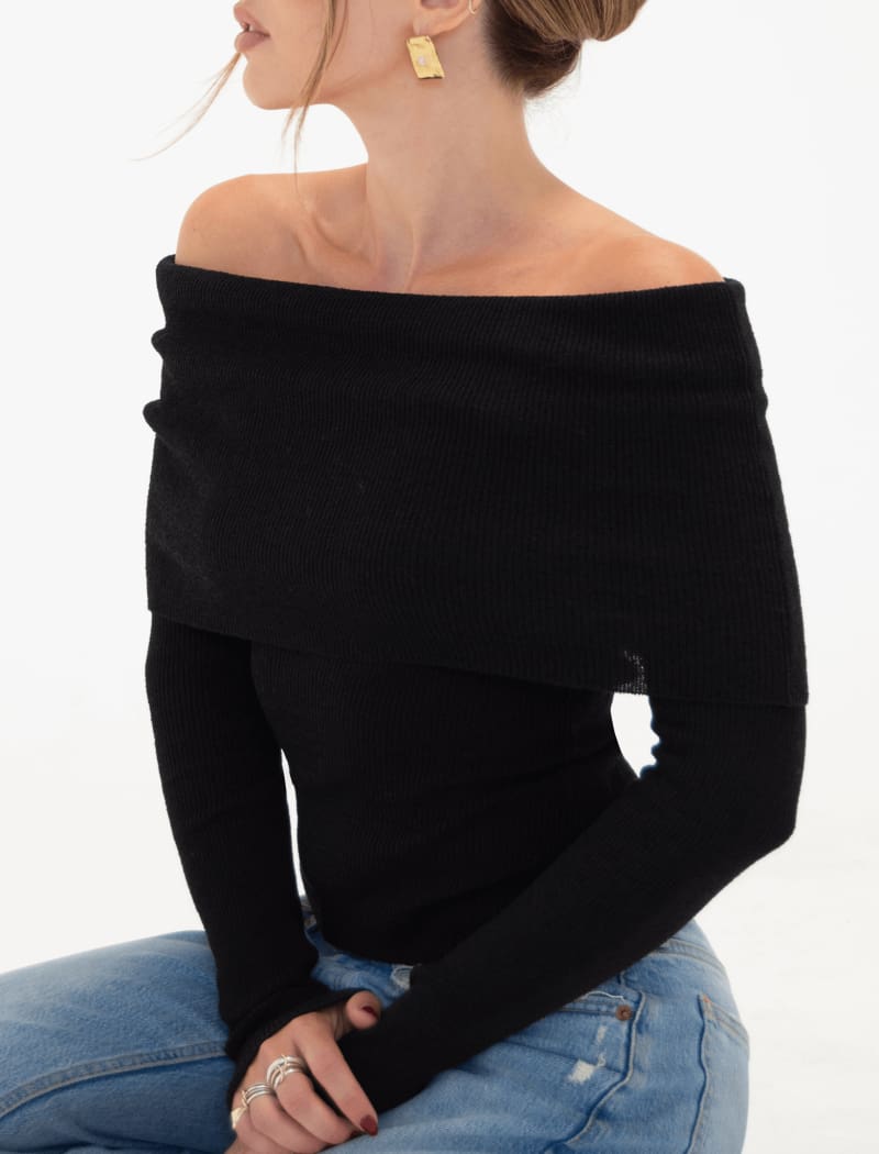 Winona Top | Black - Off-the-Shoulder Top